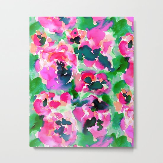 Abstract Flora Green Metal Print