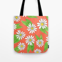 daisies on a bright warm pink Tote Bag