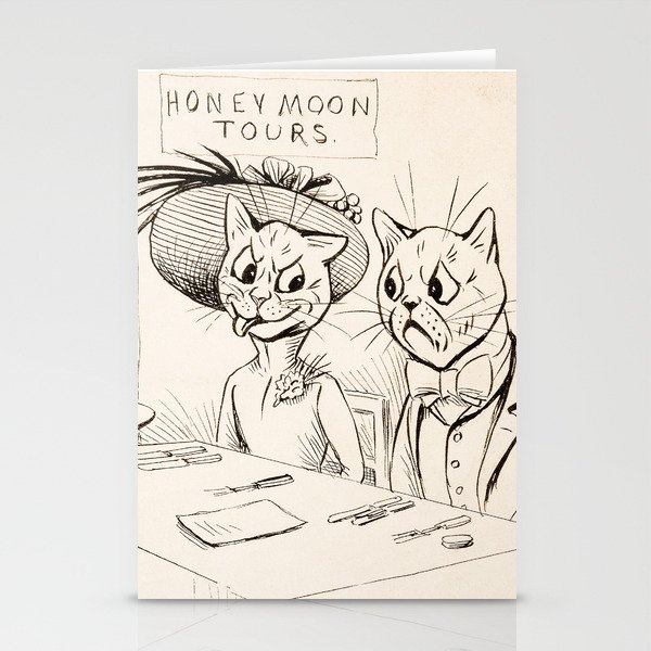 Honey Moon Tours by Louis Wain Stationery Cards