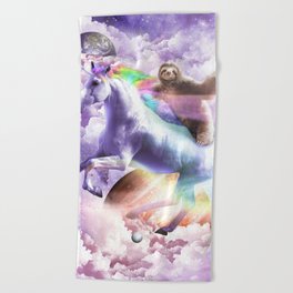 Epic Space Sloth Riding On Unicorn Beach Towel