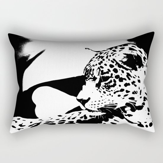 Black And White Wildcat Rectangular Pillow