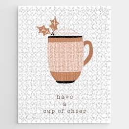 Have A Cup Of Cheer, Drink Quote, Xmas Jigsaw Puzzle