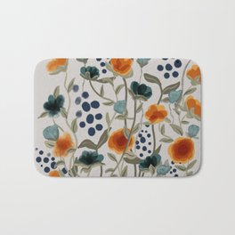Dreamy Blue & Orange Wildflowers Bath Mat