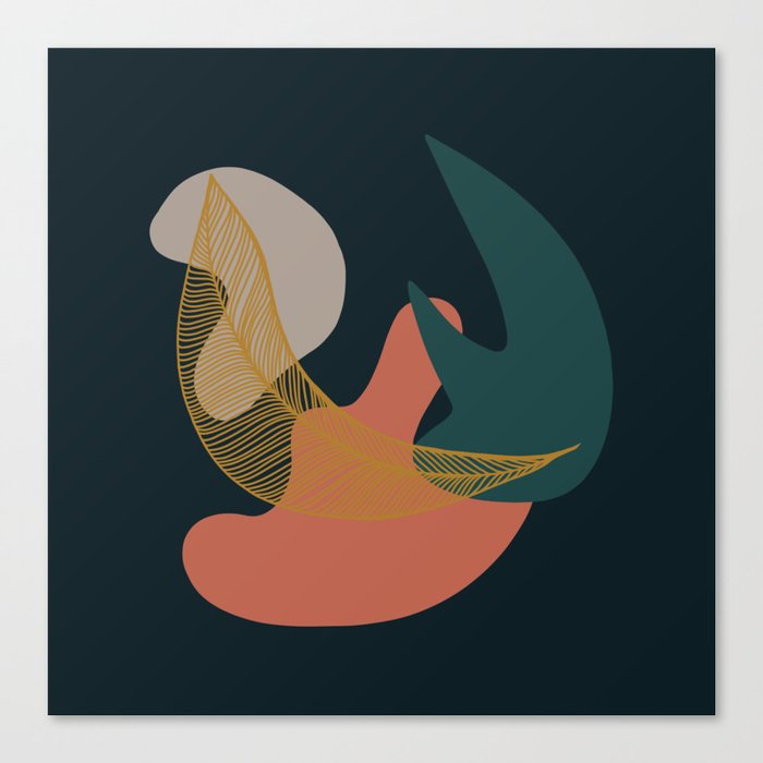 Abstract Golden Leaf 3 with Dark Background Canvas Print