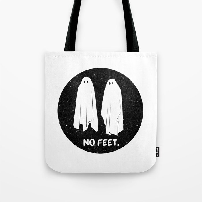 No Feet Ghosts Black and White Graphic Tote Bag