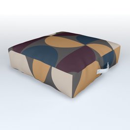 Mid century geometric pattern on grey background 3 Outdoor Floor Cushion