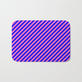 [ Thumbnail: Blue & Hot Pink Colored Stripes/Lines Pattern Bath Mat ]