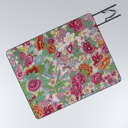 Chinese Floral Pattern Picnic Blanket