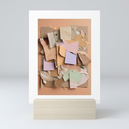 Paper collage (AI generated) - earth tones and lilac Mini Art Print