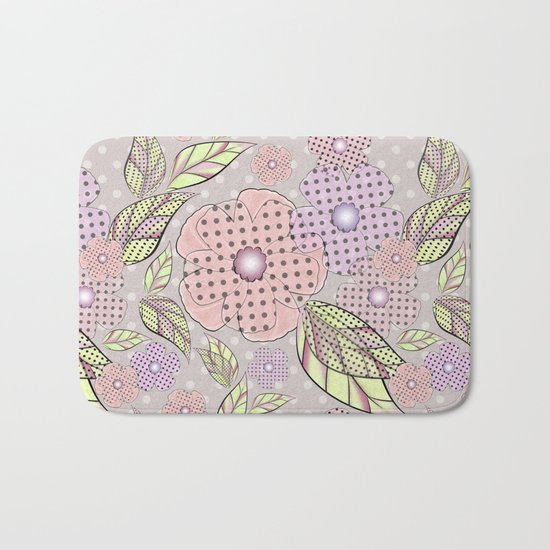 Flowers in polka dots. Bath Mat