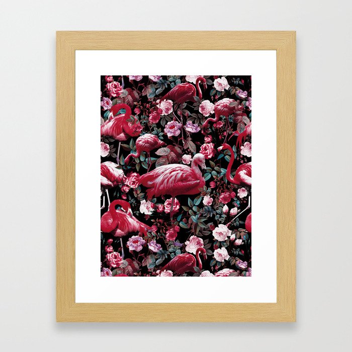Floral and Flamingo VIII pattern Framed Art Print