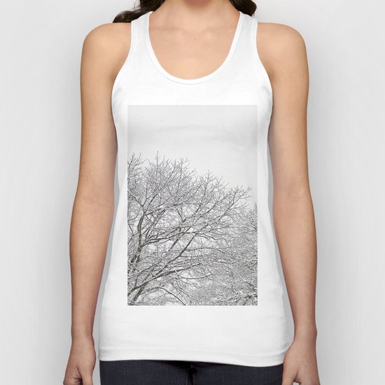 Snow covered tree tops Unisex Tank Top