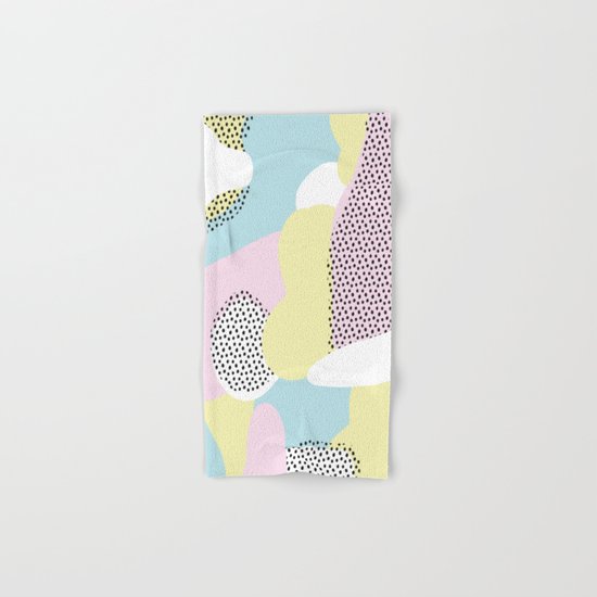 Candy Pink Blue Blobs & Dots Pattern Hand & Bath Towel