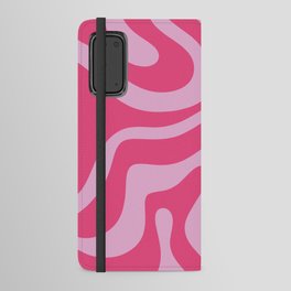 Modern Retro Liquid Swirl Abstract Pattern Vertical in Double Hot Pink  Android Wallet Case