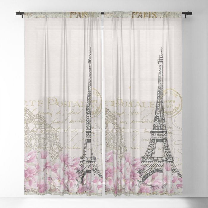 Ooh La La Parisian Eiffel Tower by Saletta Home Decor Sheer Curtain