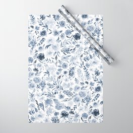 Watercolor florals in blue Wrapping Paper