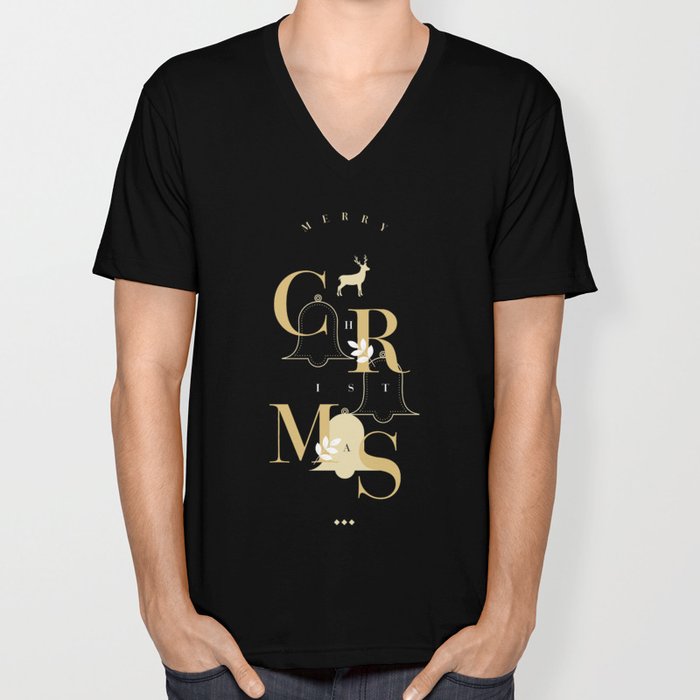 Merry Christmas Typo Unisex V Neck By Nileshkikuuchise Society6