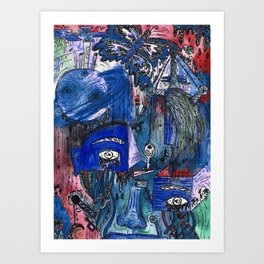 Blue Mind Art Print | Emotional, Blue, Colorful, Gothic, Sad, Interesting, Painting, Artsy, Deep, Grungy 