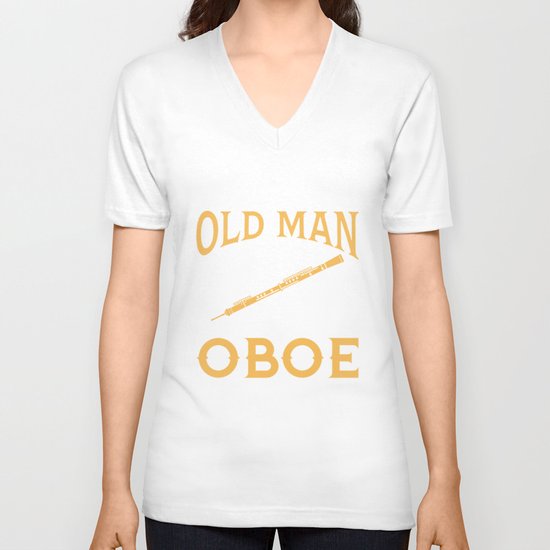 Funny Old Men Never Underestimate An Old Man With A Oboe Grandpa Gift V  Neck T Shirt by ChaowieG | Society6