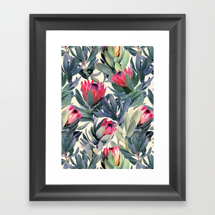 Painted Protea Pattern Framed Art Print