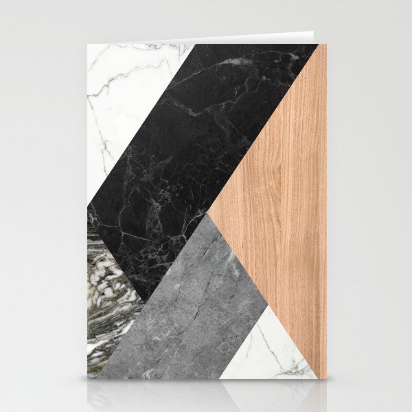 Marble and Wood Abstract Stationery Cards