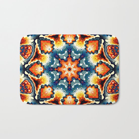 Colorful Concentric Motif Bath Mat