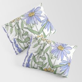 Asters and Wild Flowers Botanical Nature Floral Pillow Sham
