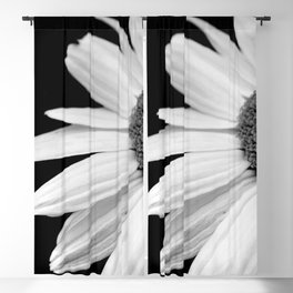 Half daisy flower in black and white Blackout Curtain