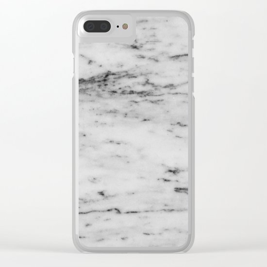White Marble with Black Flecks Clear iPhone Case