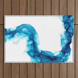 Waterspout Turquoise Abstract 4322 Modern Alcohol Ink Painting by Herzart Outdoor Rug