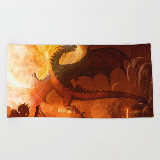 Dragon's world Beach Towel