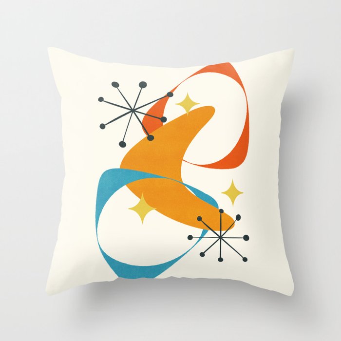 Mid Century Atomic Age Abstract 20 Throw Pillow