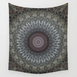 Mandala in grey and brown tones Wall Tapestry