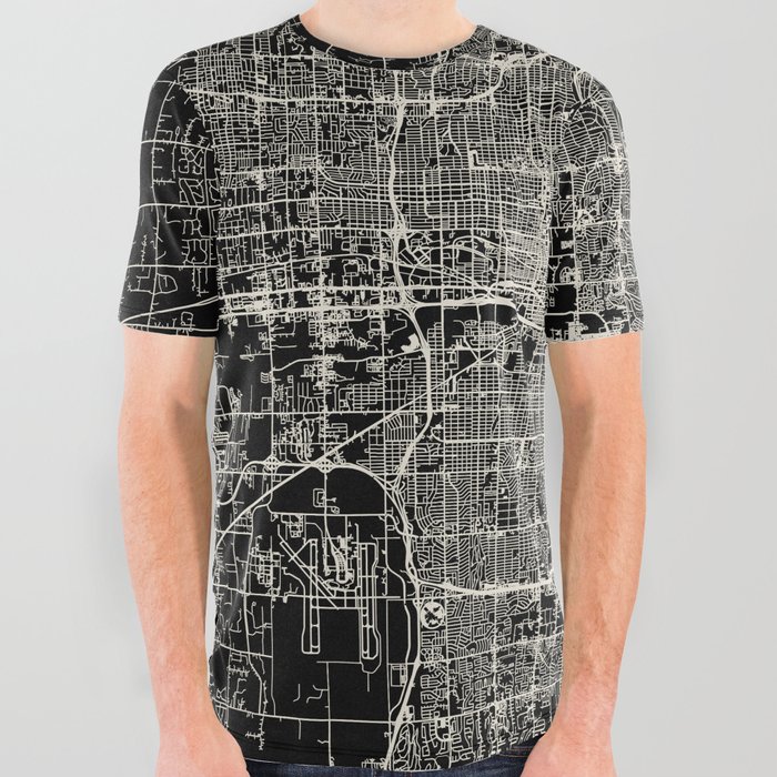 Oklahoma City Map All Over Graphic Tee