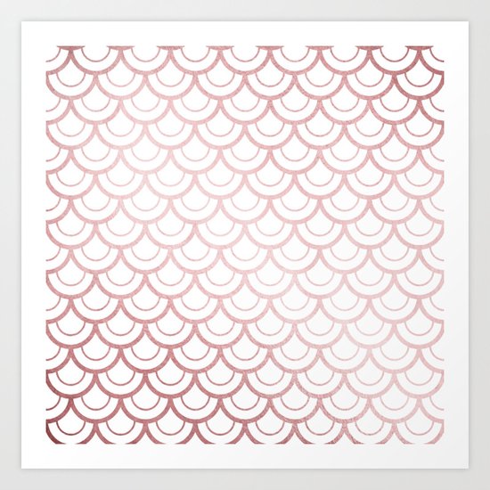 Simply Mermaid Scales in Rose Gold Sunset Art Print