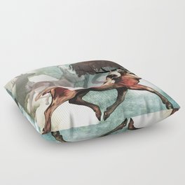 A dream of a journey with deers Floor Pillow