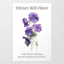 February birth month flower - Violet Art Print