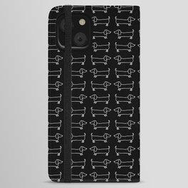 White dachshunds in black background iPhone Wallet Case