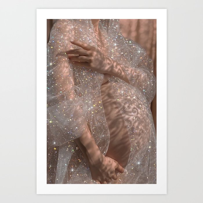 Pregnancy Woman Glitter Art Print
