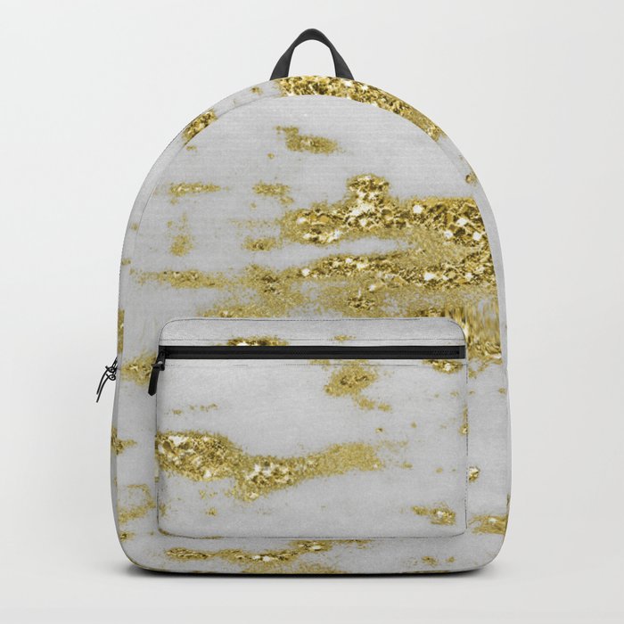 Marble - Glittery Gold Marble on White Design Backpack