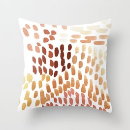 Colorful Rust Orange Blush and Yellow City Dots Abstract Painting Throw Pillow