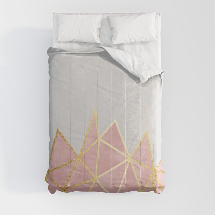 Pink & Gold Geometric Comforter