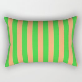[ Thumbnail: Lime Green & Brown Colored Lined Pattern Rectangular Pillow ]