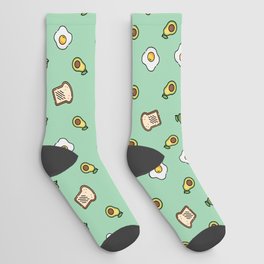 Avocado breakfast green pattern Socks