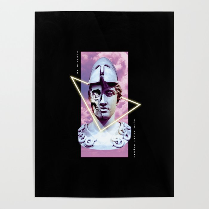 Greek Vaporwave Warrior Olympus Poster by N0mAdsLAnd Society6