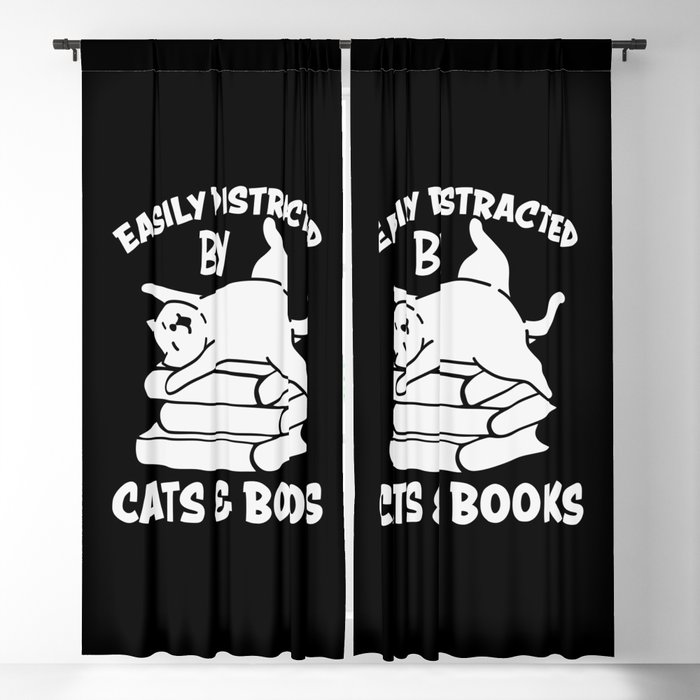 Easily Distracted By Cats & Books Blackout Curtain
