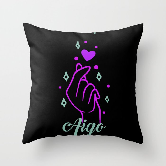 Aigo Dear Korean Heart Love K Pop Heart Finger Throw Pillow
