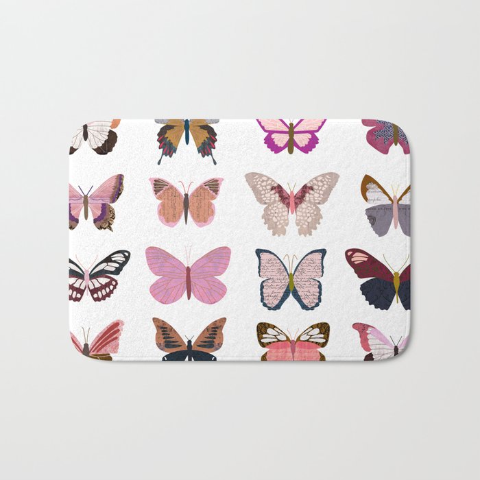 Pink Butterflies Badematte | Collage, Butterflies, Butterfly, Insect, Natur, Colorful, Wings, Pink, Pink-art, Pink-butterfly