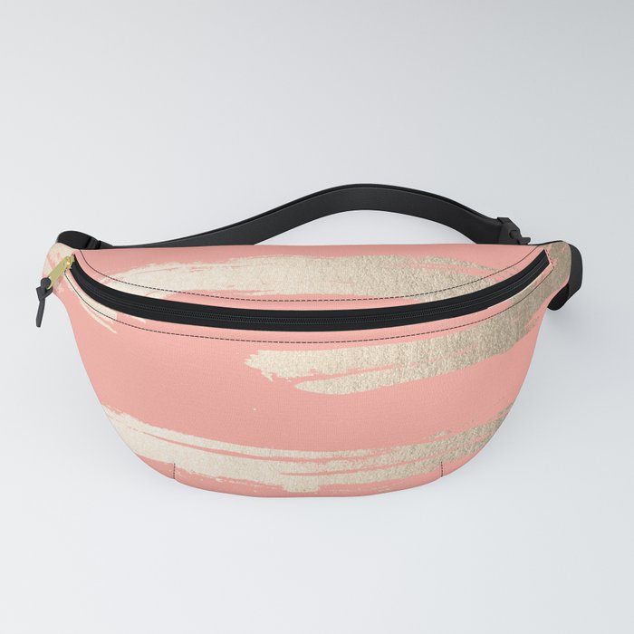 Simply Brushed Stripe in White Gold Sands on Salmon Pink Fanny Pack