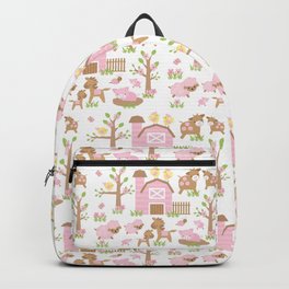 Pink Farm Animals Backpack